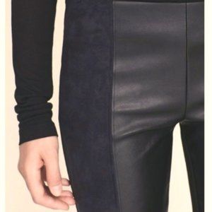 Zara black medium faux leather suede panel legging